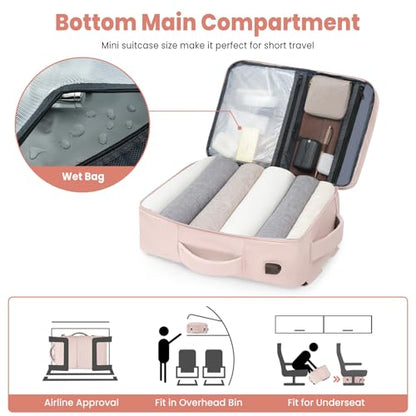 BAGAIL Travel Laptop Backpack, Carry on with USB Port, Luggage Bag for Holiday-Pink - color: Pink