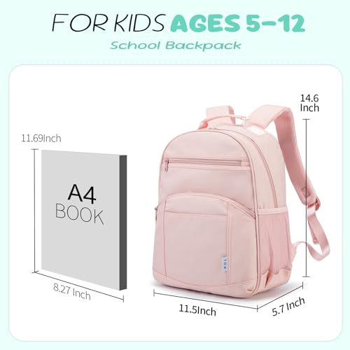 NOL Natural Organic Lifestyle Kids Backpack, School Backpacks for Teens Girls Boys, School Bookbag with Pencil Bag & Reflective Stripe for Elementary School - Pink - color: Pink