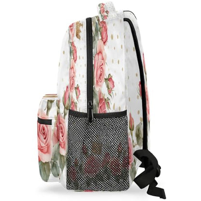 Crown Roses Laptop Backpack for Women 17 inch Backpacks Lightweight Computer Bag Rucksack Casual Daypack Work Travel - color: Multicolor-4