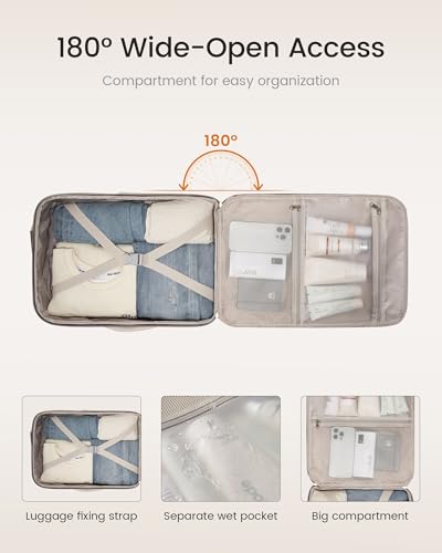 LOVEVOOK 40L Travel Backpack for Women & Men, Airline Approved Carry On Luggage with 3 Packing Cubes, TSA Overnight Bags, Waterproof Personal Item Bag, Weekender Essentials Backpacks fits 17" Laptop - color: Light Khaki-beige-coffee, size: Large