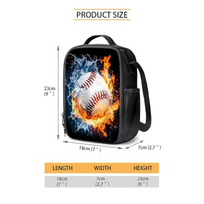 Baseball Water Flame Backpack 4 Pieces Backpack for Children Casual Reusable Casual Preschool School Bag Set with Lunch Bag Pencil Case Water Bottle Sleeve - color: Baseball Water Flame
