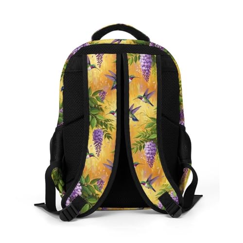 Personalized Business Backpack Purple Flowers And Hummingbird, Large Capacity Laptop Backpack with Organized Compartments for Work - color: Pattern (263)