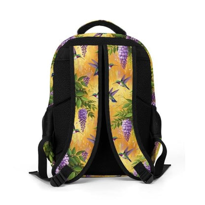 Personalized Business Backpack Purple Flowers And Hummingbird, Large Capacity Laptop Backpack with Organized Compartments for Work - color: Pattern (263)