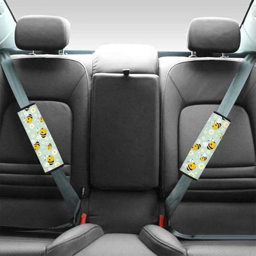 Dreaweet Seat Belt Cover Pad Cute Bee Car Accessories Seatbelt Covers for Women Girly Soft Seatbelt Cushion Shoulder Strap Pad for Bag Backpack - color: Bee