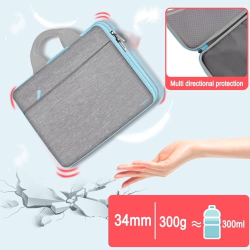 Hseok Laptop Case 13.3-14 inch Sleeve, TSA Computer Handbag Water-Resistant and Shockproof Bag Compatible with MacBook Pro/Neo 14", Mac Air/Pro 13.3" and 13"-14" Notebooks Chromebooks,Light Gray-Blue - color: Light Gray-blue