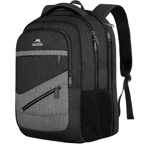 MATEIN Extra Large 50 L Travel Laptop Backpack, Water Resistant Work Computer Backpack with Anti Theft Pocket, TSA Friendly Business Daypack with Multiple Organizer Pockets for Men, Black Grey - color: Black Grey, size: 18.4 Inch