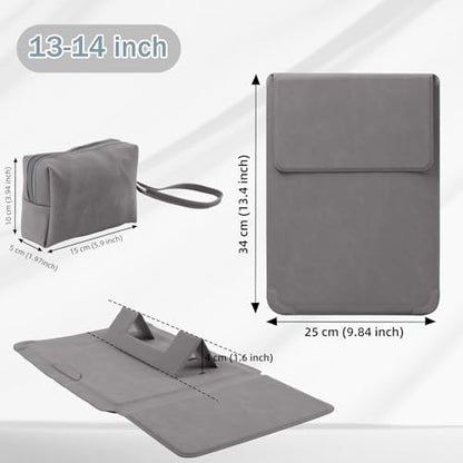 13-14 Inch Protective Laptop Sleeve Case with Stand, for MacBook Pro 14'' M5~M1, Pro/Max(2026-2021), MacBook Air 13.6'' M5-M2, (2026-2022), Matte PU Leather Laptop Case 13-14" (Dark Gray) - color: Dark Gray, size: 13-14 Inch