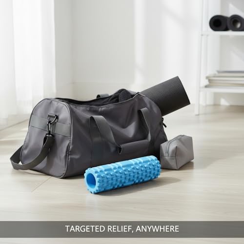 Mini Textured Foam Roller, 10 Inch Portable PVC Roller for Travel, Gym & Yoga, Compact Design (Pink/Blue) - color: Blue