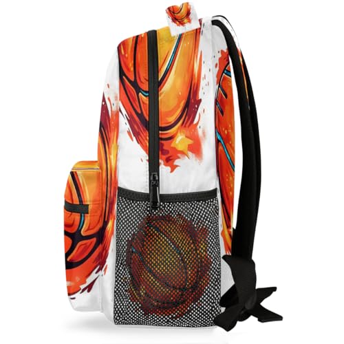 Large Backpack with 15.6 Inch Laptop Compartment, Basketball Flame Adult Backpack for Work, Travel & School College Boys Girls - color: Basketball Flame