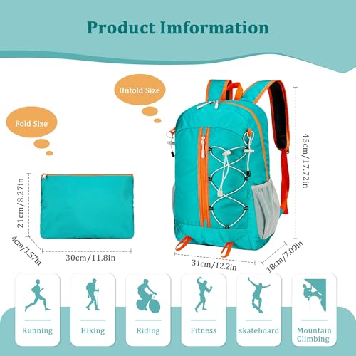 Ultra Lightweight Packable Backpack Water Resistant for Travel Camping Outdoor, 25L, 5 Colors