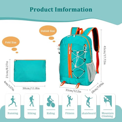 Ultra Lightweight Packable Backpack Water Resistant for Travel Camping Outdoor, 25L, 5 Colors