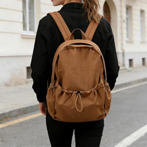 Simple Backpack for Women Men, Aesthetic Medium Backpack Lightweight Casual Daypack Cute Bookbag for Women Men (Brown, 38x26x10cm) - color: Brown