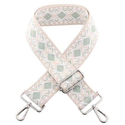 Azarxis Wide Replacement Shoulder Strap Adjustable Crossbody Canvas Webbing for Messenger Bag Laptop Computer Bag - color: #3 - Khaki & Green Rhombus