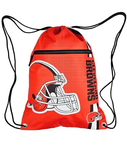 FOCO Cleveland Browns NFL Drawstring Backpack with Zippered Pocket — Officially Licensed, Cordura Nylon - color: Cleveland Browns
