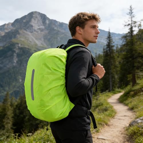Waterproof Backpack Rain Cover,Reflective Strip Protective Cover For Outdoor Night Activities,Dust And Rain Protection(Green)