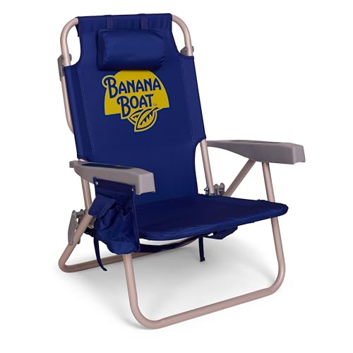 Banana Boat Backpack Beach Chair Lightweight and Portable 5-Position with Lay Flat Outdoor Heavy Duty Tanning Chair, Blue - color: Blue