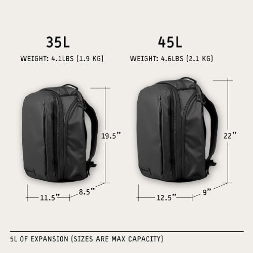 WANDRD TRANSIT Travel Backpack (35L): Expandable Carry-On Travel Backpack – Weather-Resistant, Laptop Compartment, Dual Side Access & Camera Cube Compatible Adventure Bag - color: Black, style: 35l Travel Backpack