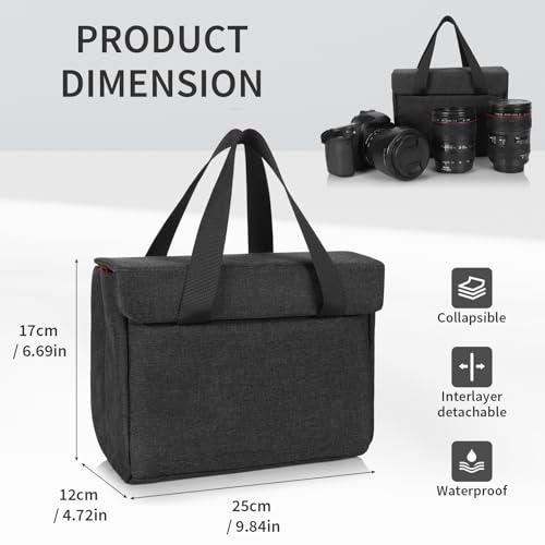 BAIGIO Camera Insert Bag Camera Cube Foldable Camera Bag Insert with Handle DSLR SLR Camera Insert for Backpack Shockproof and Water-resistant Protective Camera Inner Organizer