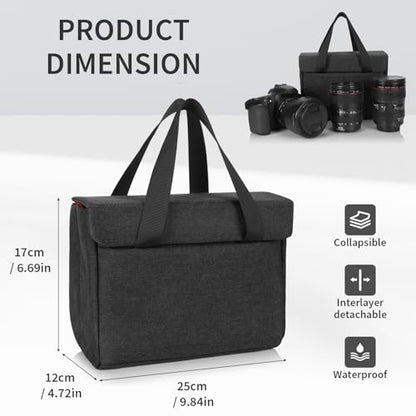BAIGIO Camera Insert Bag Camera Cube Foldable Camera Bag Insert with Handle DSLR SLR Camera Insert for Backpack Shockproof and Water-resistant Protective Camera Inner Organizer