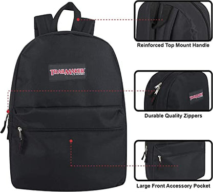 Trail maker Backpack with School Supplies for Kids - 20 Piece Back to School Supplies with 17" Backpack (Black) - color: Black Pack