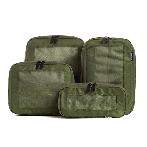 Aerotrunk Compression Packing Cubes for Travel - Luggage Organizer Bags - Double Zipper Packing Cubes for Suitcases (4-Pack, Olive) - color: Olive, size: 4-Pack