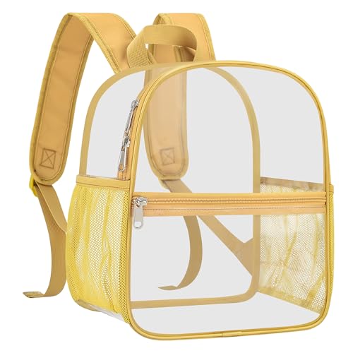 USPECLARE Clear Backpack for Stadium Approved 12×6×12, Water proof Clear Bag for Stadium Events and Concert Work Sport Event - color: Gold, style: Small