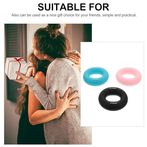 DECHOUS 3pcs Silicone Hand Grip Rings Finger Exerciser Set Dual Resistance Levels, Forearm Strengthener and Hand Massage Rings for Rehabilitation and Muscle Training
