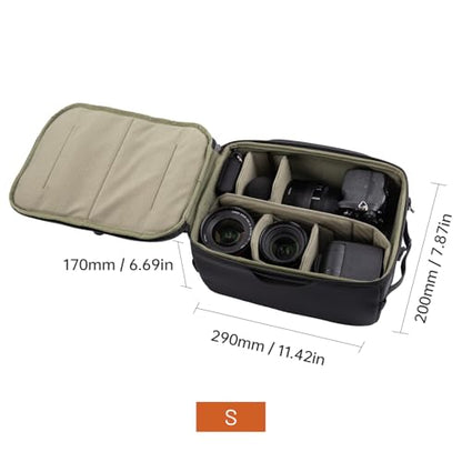 PGYTECH Small Camera Insert Bag, Waterproof Lens Pouch for Photographers and Traveler, Lightweight DSLR/SLR Lens Carring Case with Thicken Partition for Canon/Nikon/Sony/Mirrorless Cameras - size: S