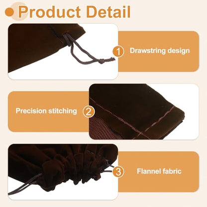 Cloth Shoe Bags for Travel, Flannel Pouch with Drawstring Closure Washable Breathable Cotton Fabric, 15.8x11.8" & 2 Pcs & Coffee- Fit for (Men Women/Luggage/Storage) - color: Coffee