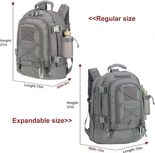 Expandable 40-64L Military Tactical Backpack 3 Day Bag Hiking Gym Sport Camping - color: Gray