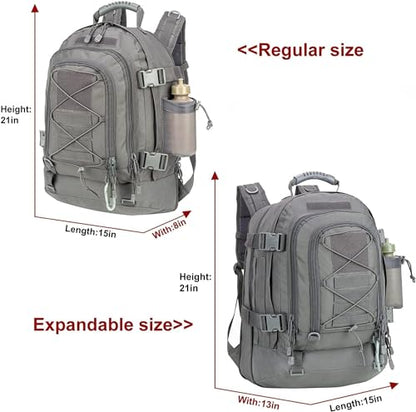 Expandable 40-64L Military Tactical Backpack 3 Day Bag Hiking Gym Sport Camping - color: Gray
