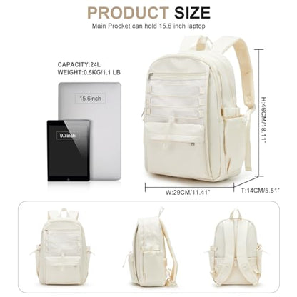 Backpacks For College Students Women,Aesthetic Bookbag,Casual Dayback Small Travel Backpacks,Waterproof Middle School Backpack For Teens Girls Boys(Beige) - color: Beige
