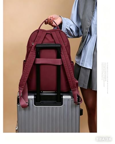 Casual Backpack, Multi-Pocket Design with Front Zipper Compartment (wine) - color: Wine