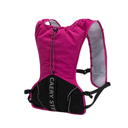 Lightweight Running Hydration Backpack, 1.5L Water Bag Running Vest | Marathon, Hiking Cycling, Breathable Adjustable Design, Unisex - color: Rose red