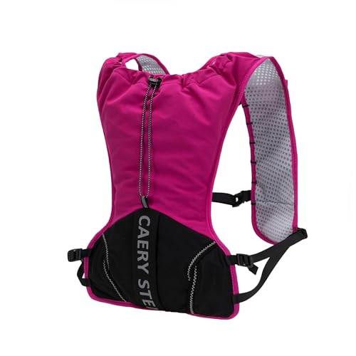 Lightweight Running Hydration Backpack, 1.5L Water Bag Running Vest | Marathon, Hiking Cycling, Breathable Adjustable Design, Unisex - color: Rose red