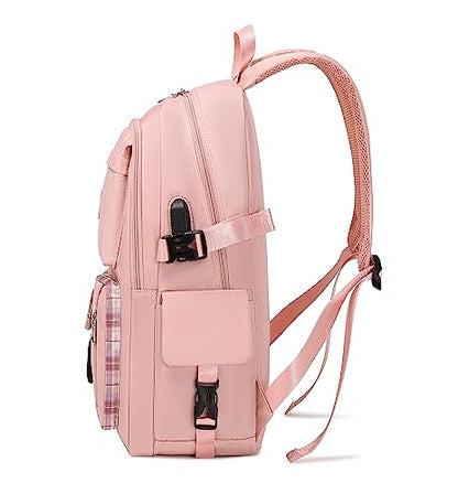 Acmebon Girl Roomy Fashion Laptop Backpack Casual Daily Backpack for Women Pink - color: Pink