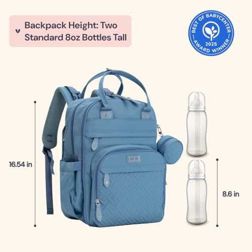 BabbleRoo Diaper Bag Backpack - Baby Essentials Travel Tote - Multi function Water Resistant Diaper Bag, Travel Essentials Baby Bag with Changing Pad, Stroller Straps & Pacifier Case - Light Blue - color: Light Blue, size: Large