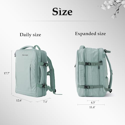 Travel Backpack, Expandable Large Capacity Business Work, Water Repellent Carry On Daypack with USB Charging Port, Fit 17 Inch Laptop, Bag for Men and Women,Mint Green - color: Mint Green