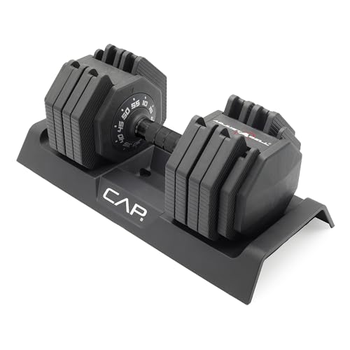 CAP ADJUSTABELL Adjustable Dumbbell Weights - Singles & Pairs | 12.5 lb, 25 lb & 55 lb | Multiple Handle Options - size: 55 lb - Black Handle, style: Single