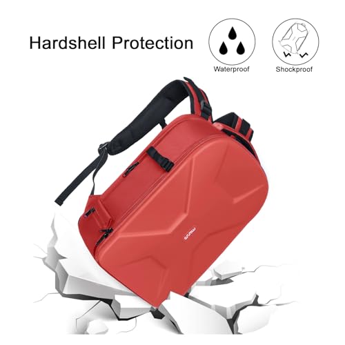 MOSISO Camera Backpack, DSLR/SLR/Mirrorless Photography Camera Bag 15-16 inch Waterproof Hardshell Case with Tripod Holder&Laptop Compartment Compatible with Canon/Nikon/Sony, Red - color: Red