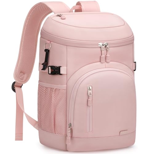 Pritent Cooler Backpack Insulated Waterproof,30/45 Cans Backpack Coolers Leakproof Lunch Backpack for Men Women Portable Soft Cooler Bag for Beach Camping Trave Picnic - color: Pink, size: 45 Cans