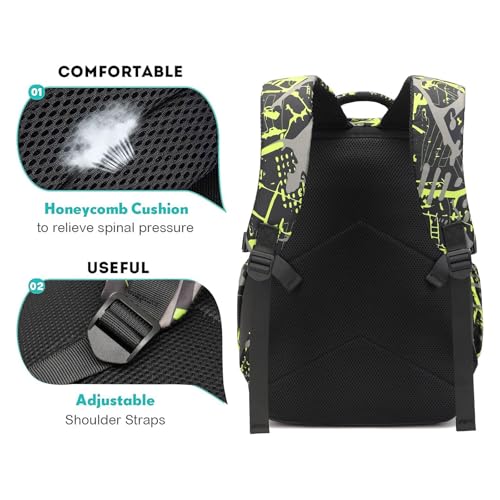 Boys Backpack, Cool Luminous School Backpack with USB Charging Port for Teen Boys, Kindergarten Elementary College Middle School Bookbag Lightweight Laptop Bag with Sling Bag Set, Green - style: Gamer-green02