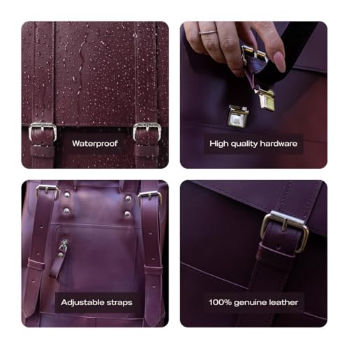 Genuine Leather Backpack for Men and Women Travel Daypack - Spacious Rucksack with Flap Buckle Closure and Back Zipper Pocket - Durable Work Carry 15x11.8x3.9 Burgundy - color: Burgundy Kaiser