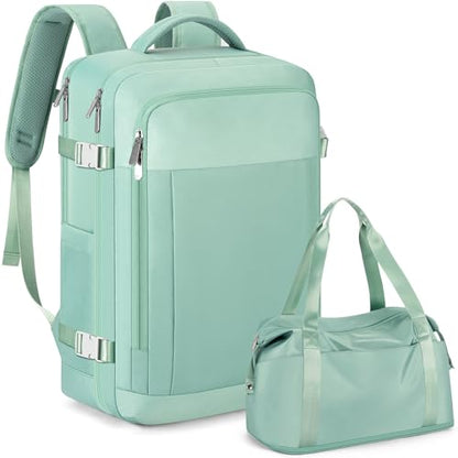 RDTGO Travel Backpack For Women,Personal Item Travel Bag Fits 17" Laptop,Flight Approved Carry-On Backpack, Hiking Backpack,Waterproof Outdoor College Casual Daypack (Green) - color: Green