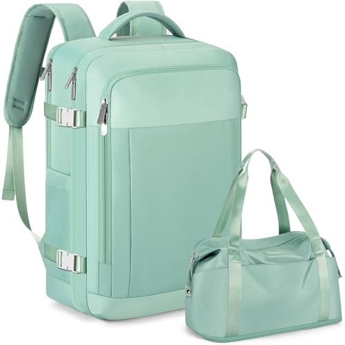 RDTGO Travel Backpack For Women,Personal Item Travel Bag Fits 17" Laptop,Flight Approved Carry-On Backpack, Hiking Backpack,Waterproof Outdoor College Casual Daypack (Green) - color: Green