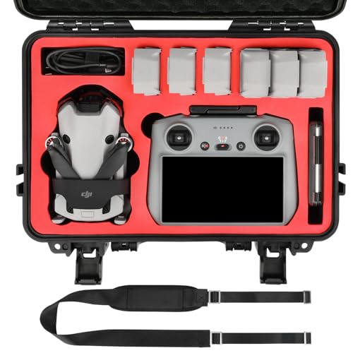Hard Case for DJI Mini 4 Pro: IP67 Waterproof Carrying Cases for Mini 4/3 Pro/3 Drone Fly More Combo RC 2/RC Smart Controller | Storage Box for Propellers Accessories (Case Only) (Black) - color: Black