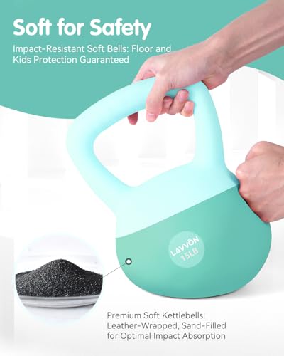 Soft Kettlebell - Cushioned Impact-Resistant Base and Anti-Slip, Kettle bell Anti-Slip Grip Weight for Home Workouts, Safe Strength Training Kettlebells Sets for Women & Men, With Non-slip Gloves - color: Green