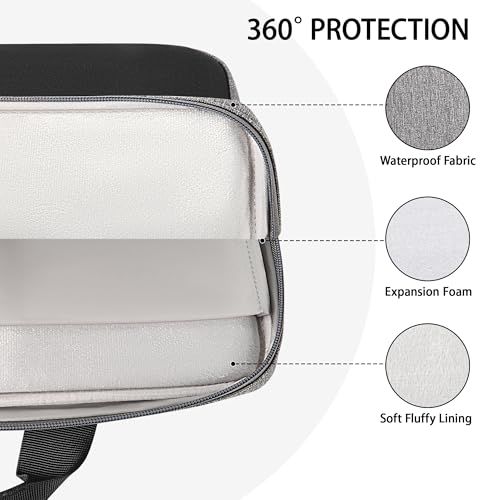 DOMISO MacBook Air 15 Case M3 2023-2024 Heavy-Duty Laptop Sleeve with Comfort Grip Handle Water-Resistant & Shock-Absorbing for 15.6" MacBook Air, Grey