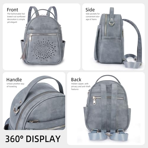 APHISON Small Backpack Purse for Women Cute PU Leather Mini Backpacks Ladies Casual Lightweight Travel Daypack Waterproof - color: 3-blue, size: Small