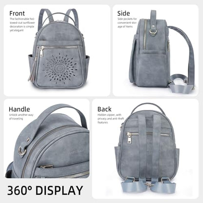 APHISON Small Backpack Purse for Women Cute PU Leather Mini Backpacks Ladies Casual Lightweight Travel Daypack Waterproof - color: 3-blue, size: Small